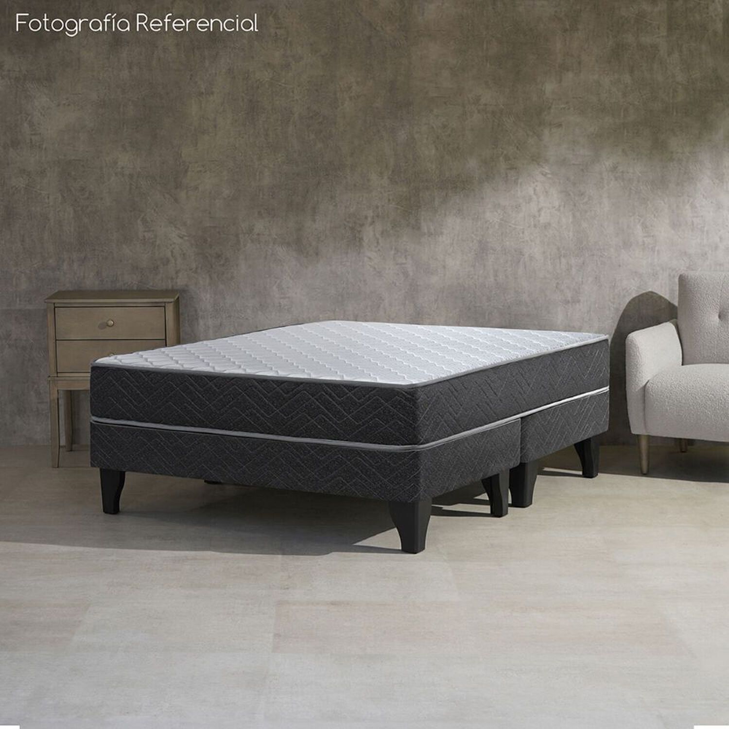 Cama Europea Celta Cadiz / 2 Plazas / Base Dividida + Respaldo + 2 Almohadas image number 3.0