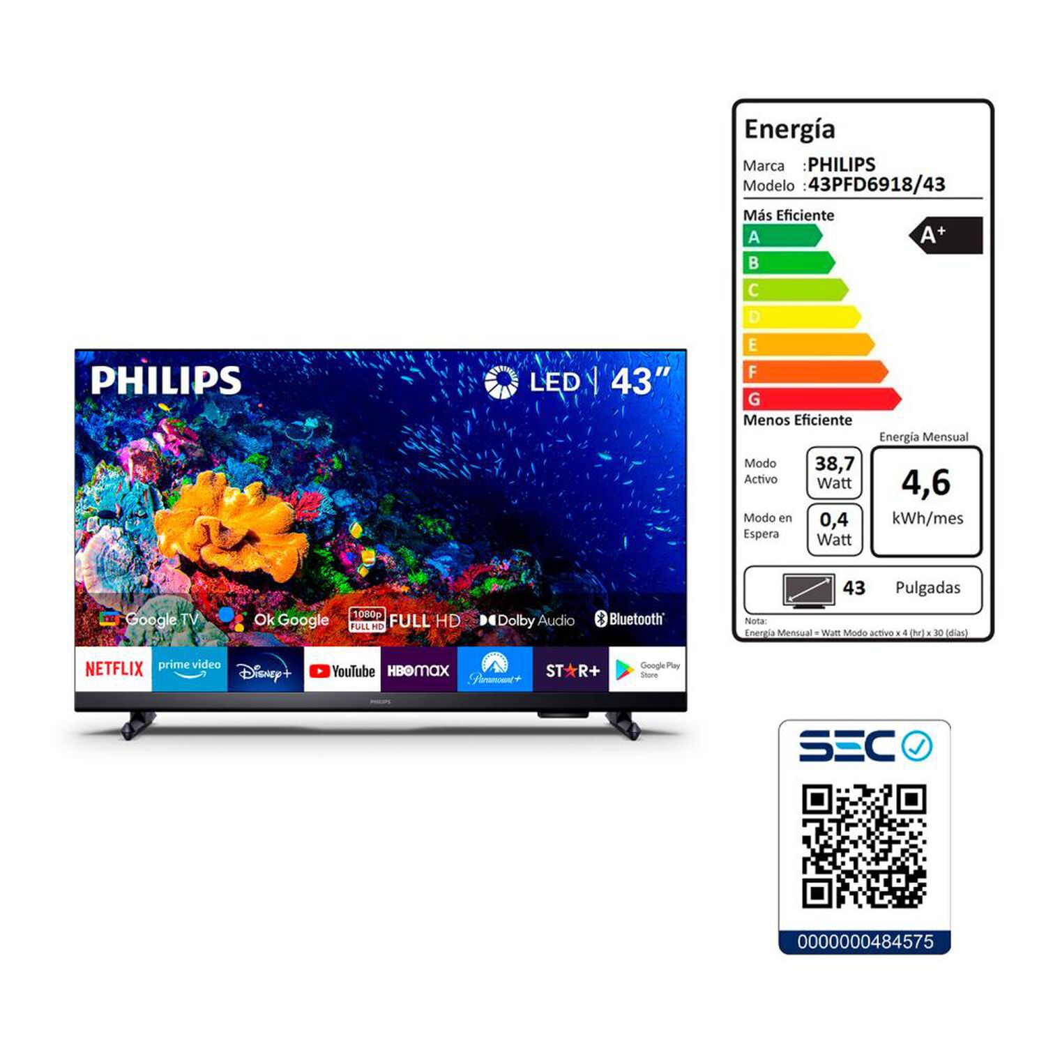 Led 43" Philips 43PFD6918 / Full HD / Smart TV image number 7.0