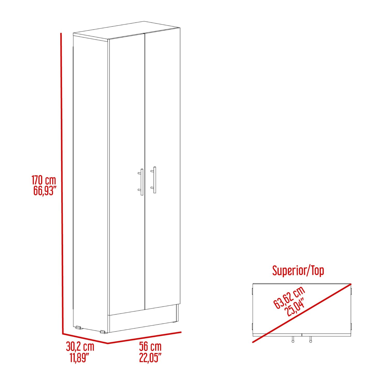 Mueble Despensa Multiusos 170x56x30,2 Cm Blanco image number 6.0