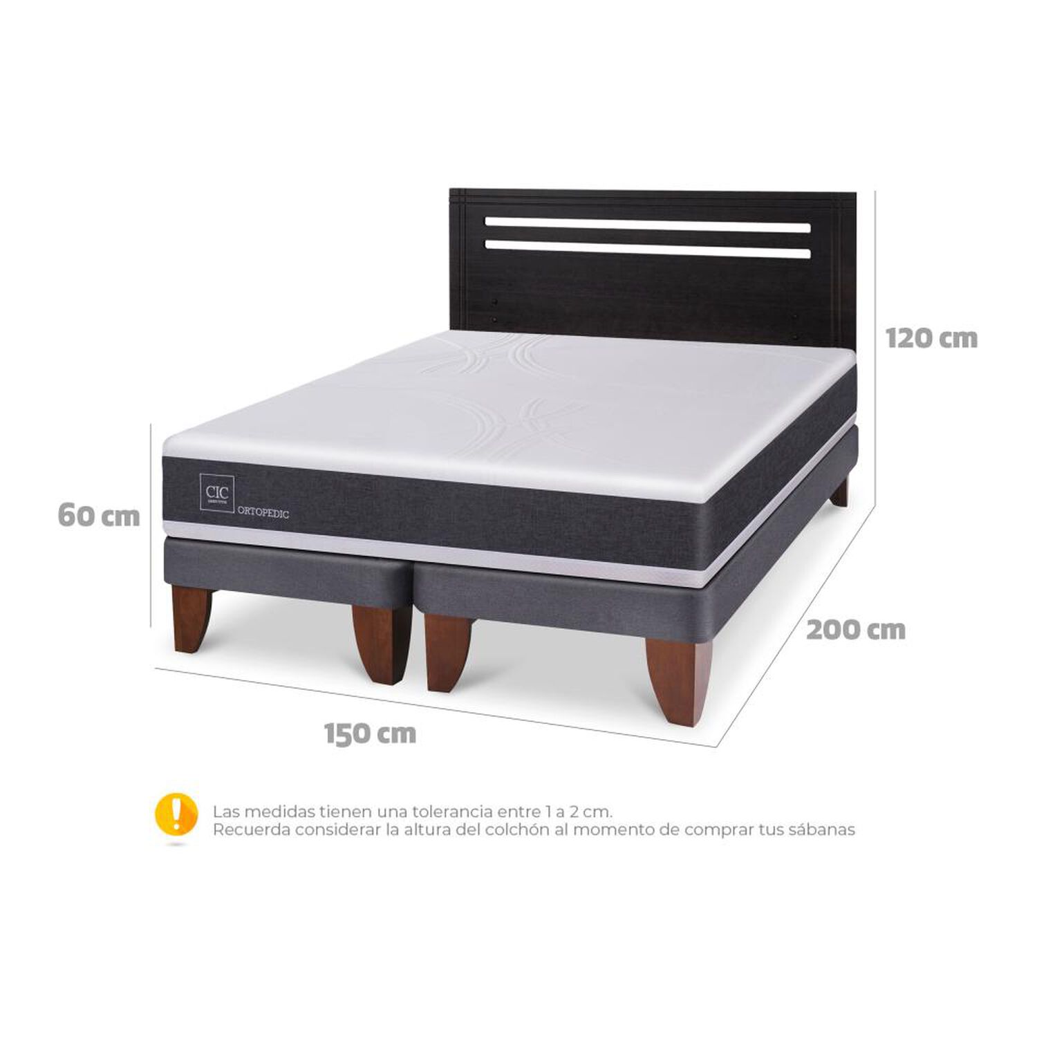 Cama Europea Cic Ortopedic / 2 Plazas / Base Dividida + Respaldo image number 5.0