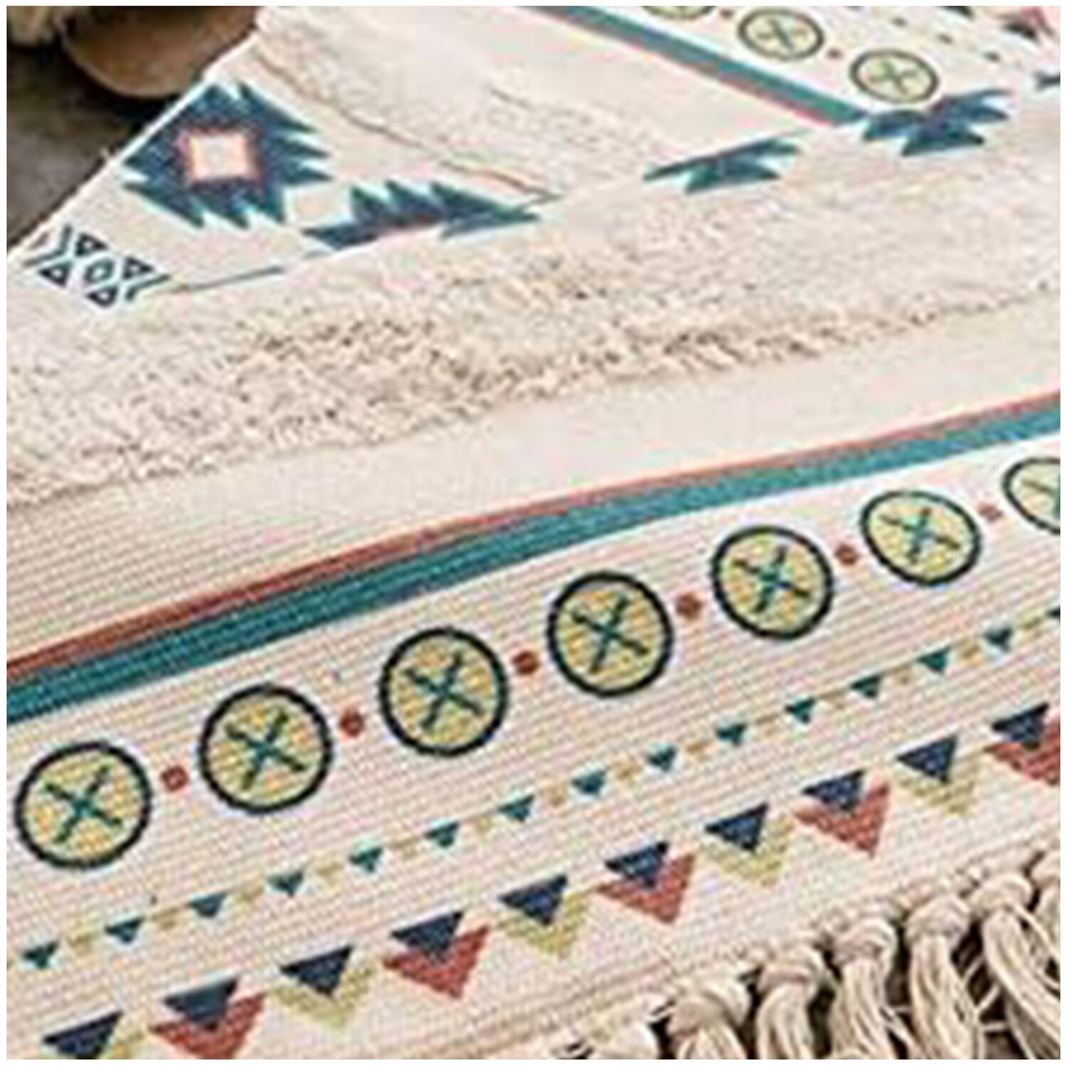 Bajada De Cama Bordada Kilim De Estilo Etnico 60x100 Cm image number 1.0