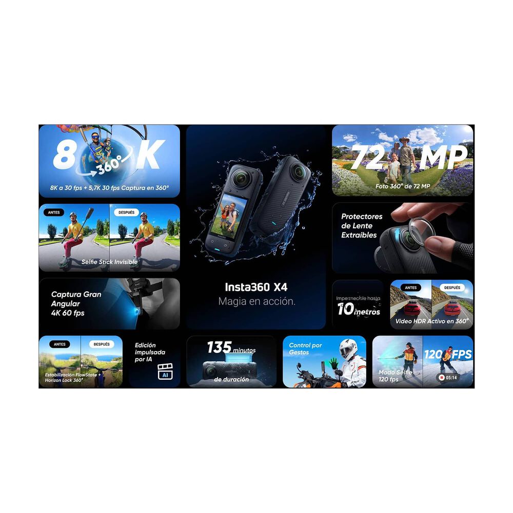 Insta360 X4 - Bast&oacute;n Invisible + Protector De Lentes + Memoria 256gb image number 1.0