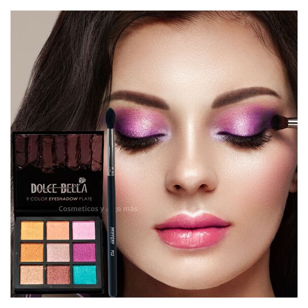 Set Paleta Sombras Profesional 9 Tonos Y Brocha Difuminadora.