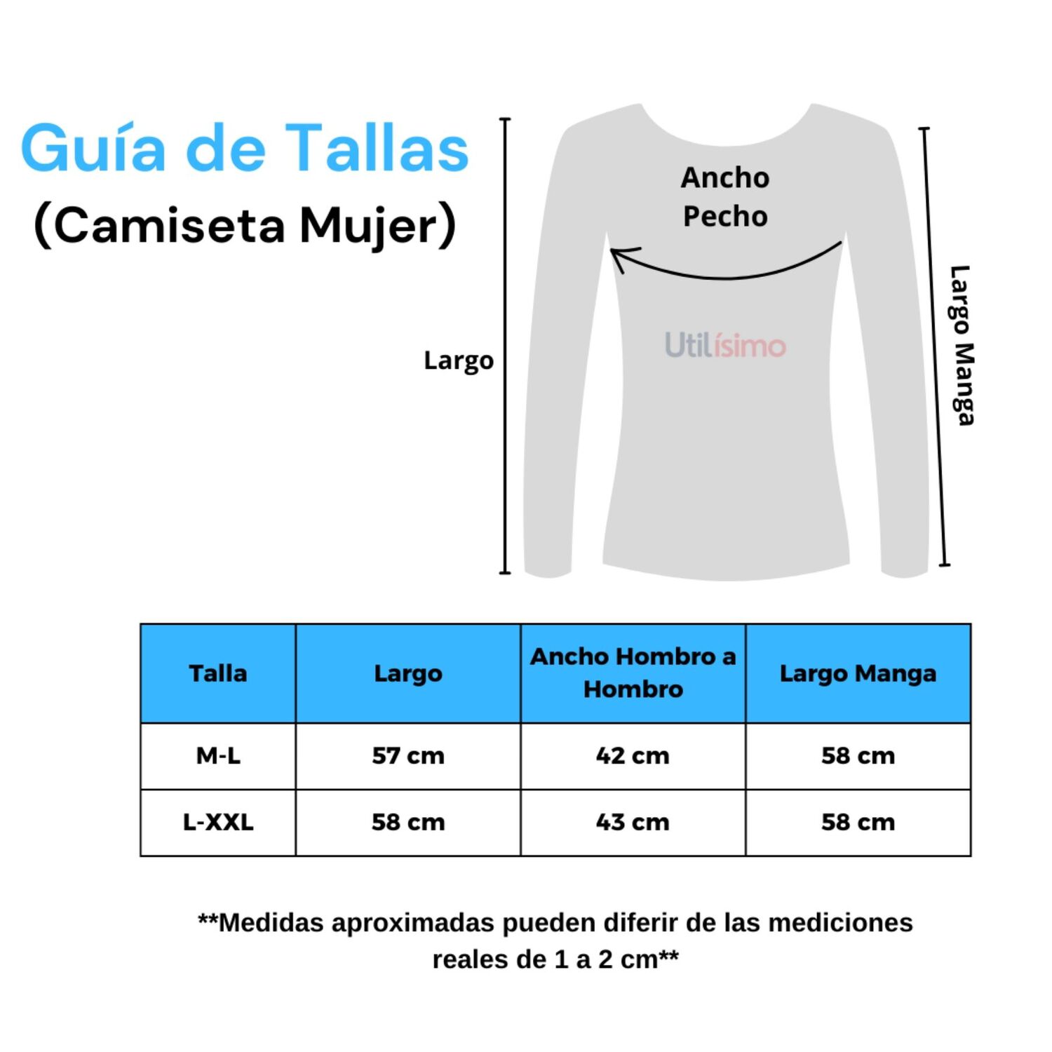 Pack 6 Camiseta Mujer Manga Larga Cuello Redondo Primera Capa Colores Surtidos image number 2.0
