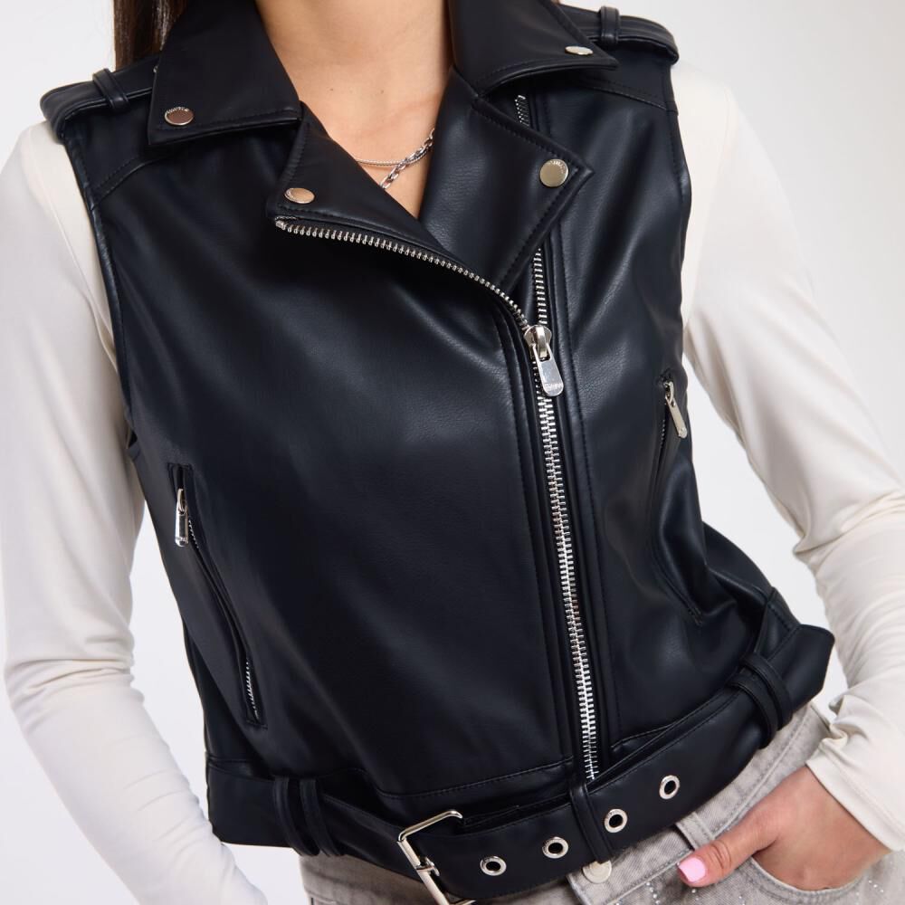 Chaqueta Ecocuero Sin Mangas Cuello Solapa Mujer Rolly Go image number 4.0