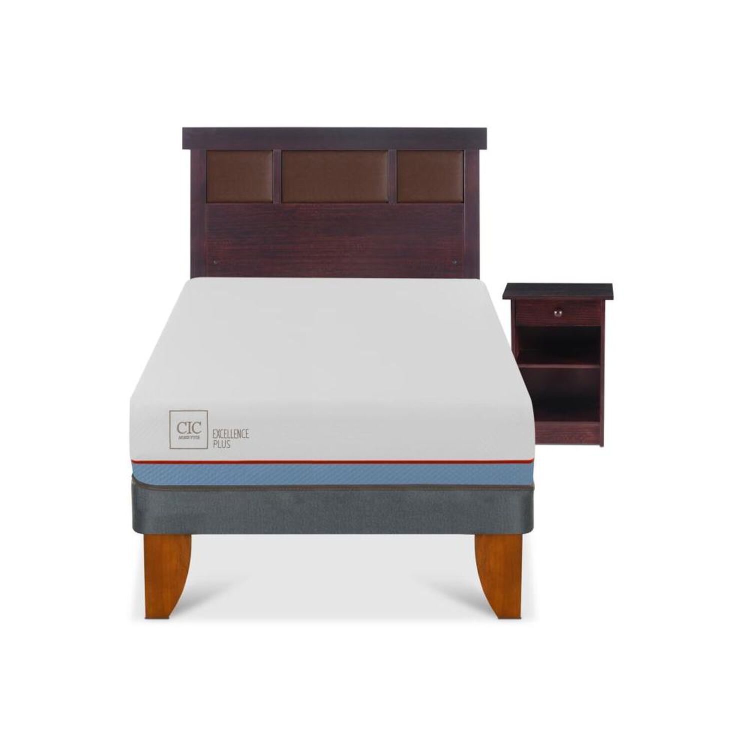 Cama Europea Cic Excellence Plus / 1.5 Plazas / Base Normal + Set De Maderas image number 0.0