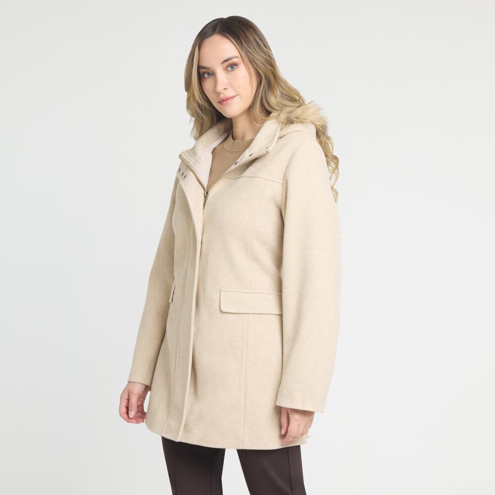 Abrigo Regular Cuello Alto Con Capucha Con Pelos Mujer Lesage image number 2.0