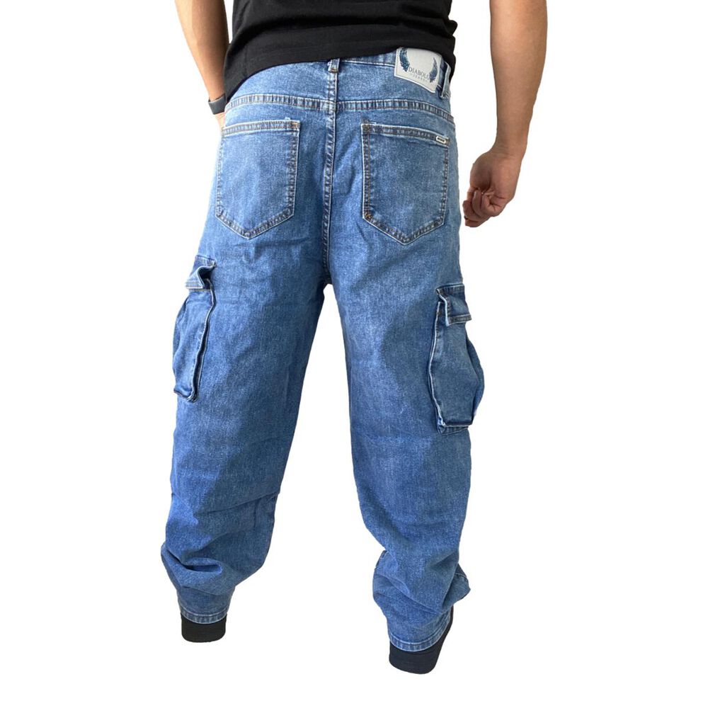 Jeans Diábolo Cargo Relaxed Fit Azul Hombre image number 5.0