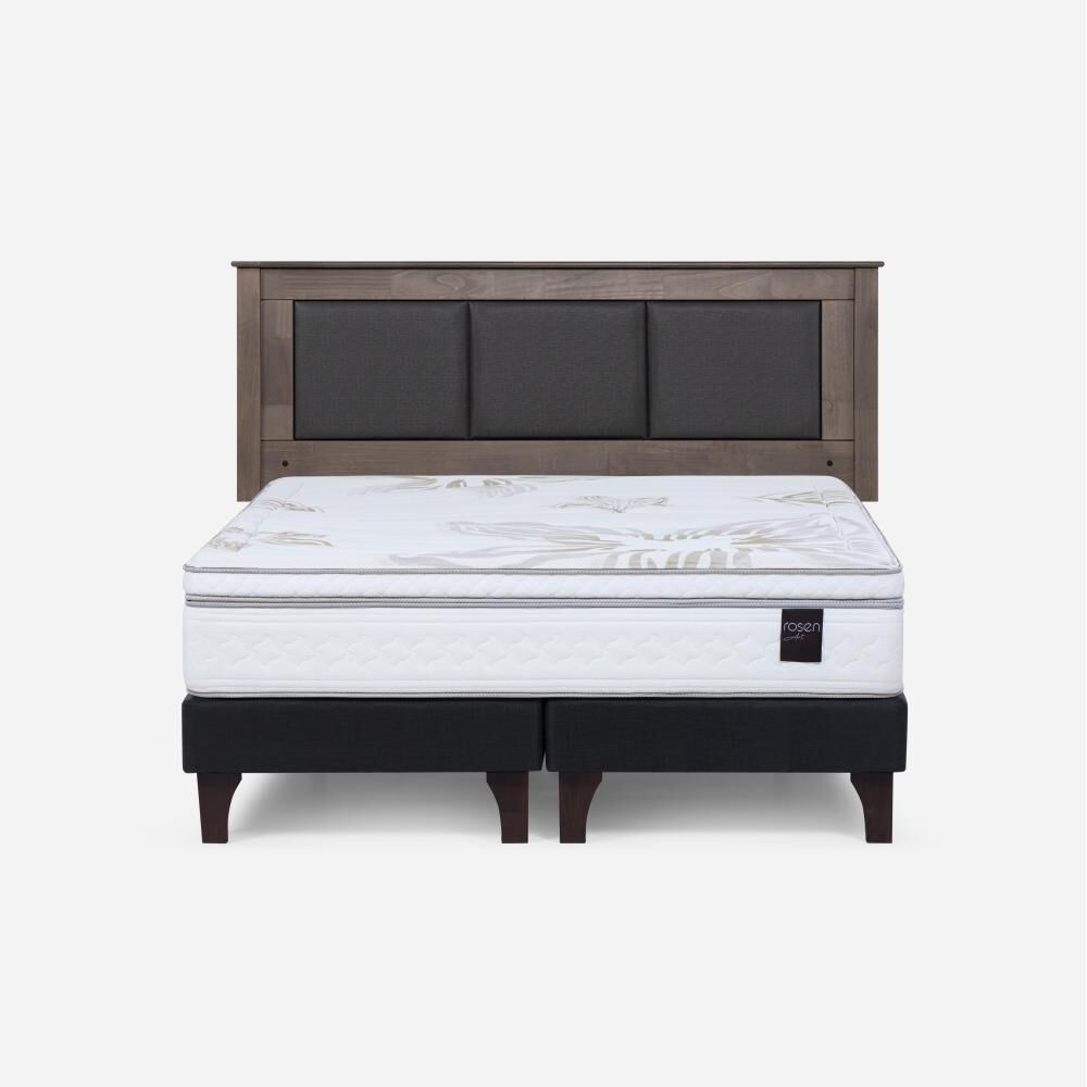 Cama Europea Rosen Art 4 / 2 Plazas / Base Dividida  + Respaldo Rachel Gris image number 0.0
