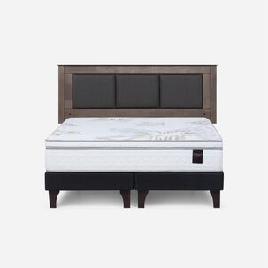 Cama Europea Rosen Art 4 / 2 Plazas / Base Dividida  + Respaldo Rachel Gris