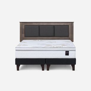 Cama Europea Rosen Art 4 / 2 Plazas / Base Dividida  + Respaldo Rachel Gris