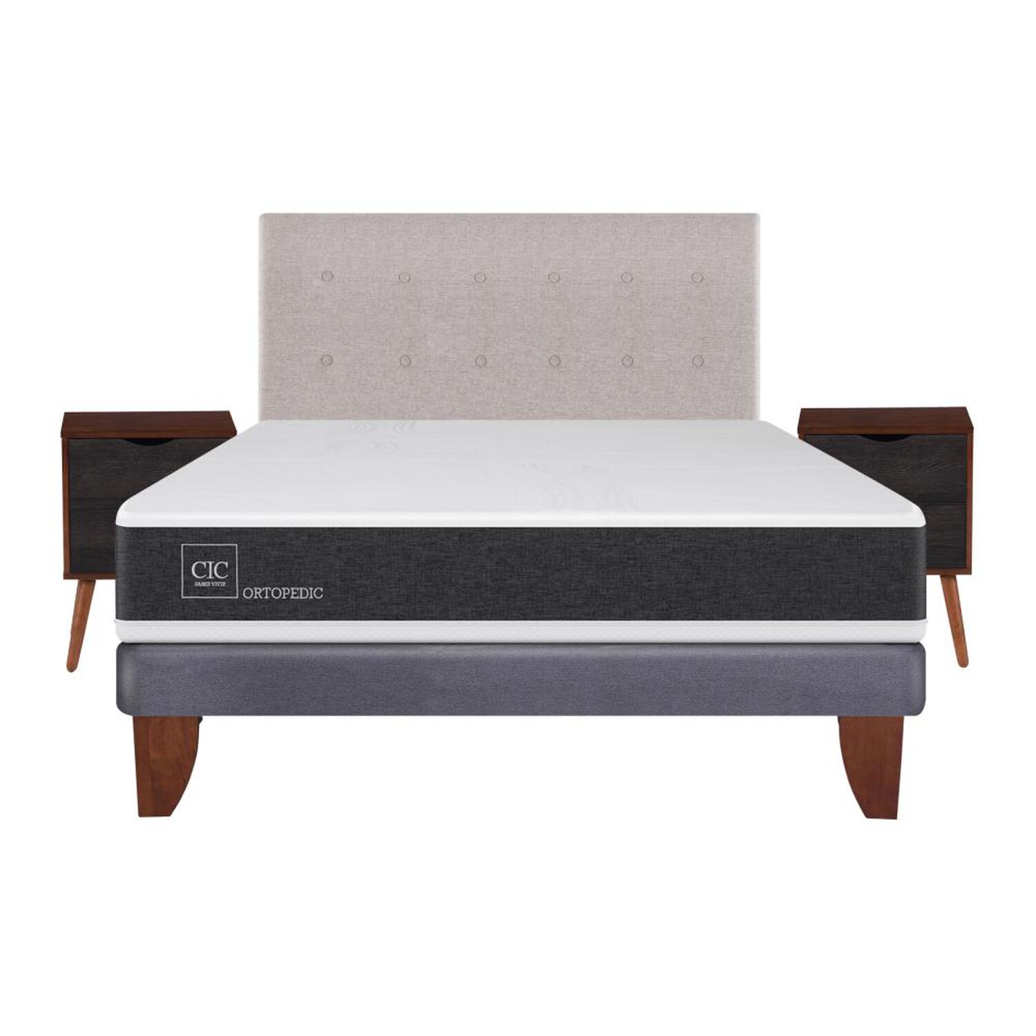 Cama Europea Cic Ortopedic / 2 Plazas / Base Normal + Set De Maderas image number 0.0