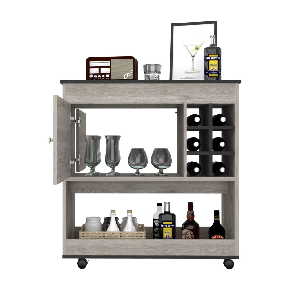 Bar Bajo Con Ruedas 6 Botelleros 1 Puerta Fm-008g Gris image number 2.0