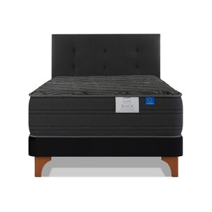 Cama Europea Flex Black / 1.5 Plazas / Base Normal + Respaldo