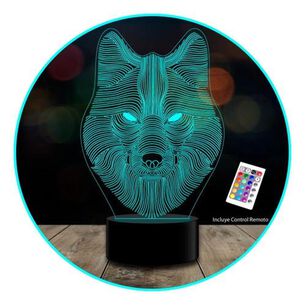 L&aacute;mpara 3d Lobo Wolf, Game Of Thrones Stark, 7 Colores Acril