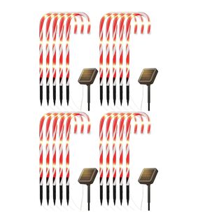 Set 20 Luces Navidad Bastones Led Estaca Solar Decorativas