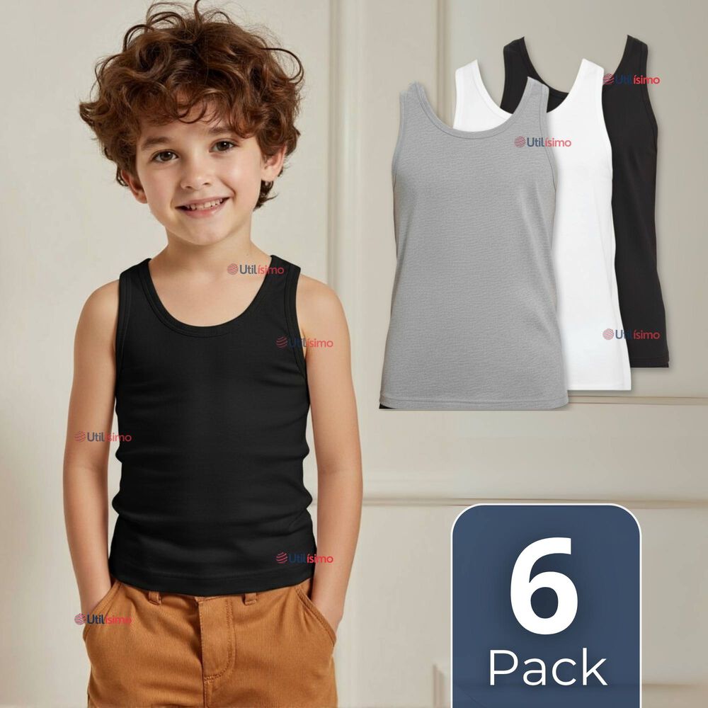 Pack 6 Camiseta Sin Manga B&aacute;sica Suave 100% Algod&oacute;n Colores Surtidos Ni&ntilde;o Y Juvenil image number 0.0