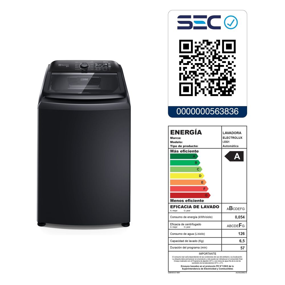 Lavadora Autom&aacute;tica 21kg Carga Superior Expert Leb21 Negra image number 15.0