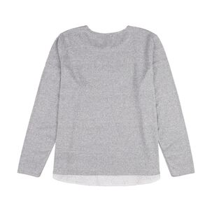 Sweater Liso Aplicación Broderie En Cintura Cuello Redondo Mujer Geeps
