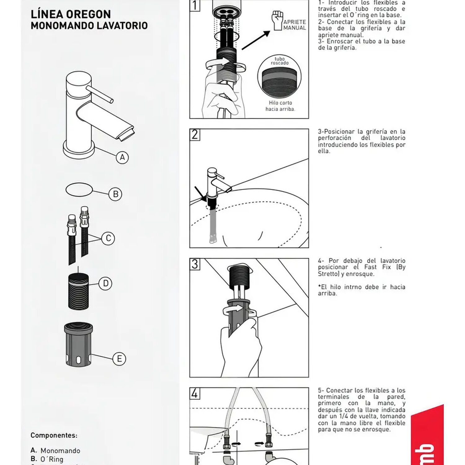 Monomando Llave Grifo Para Lavatorio Modelo Oregon Marca Pmb image number 3.0