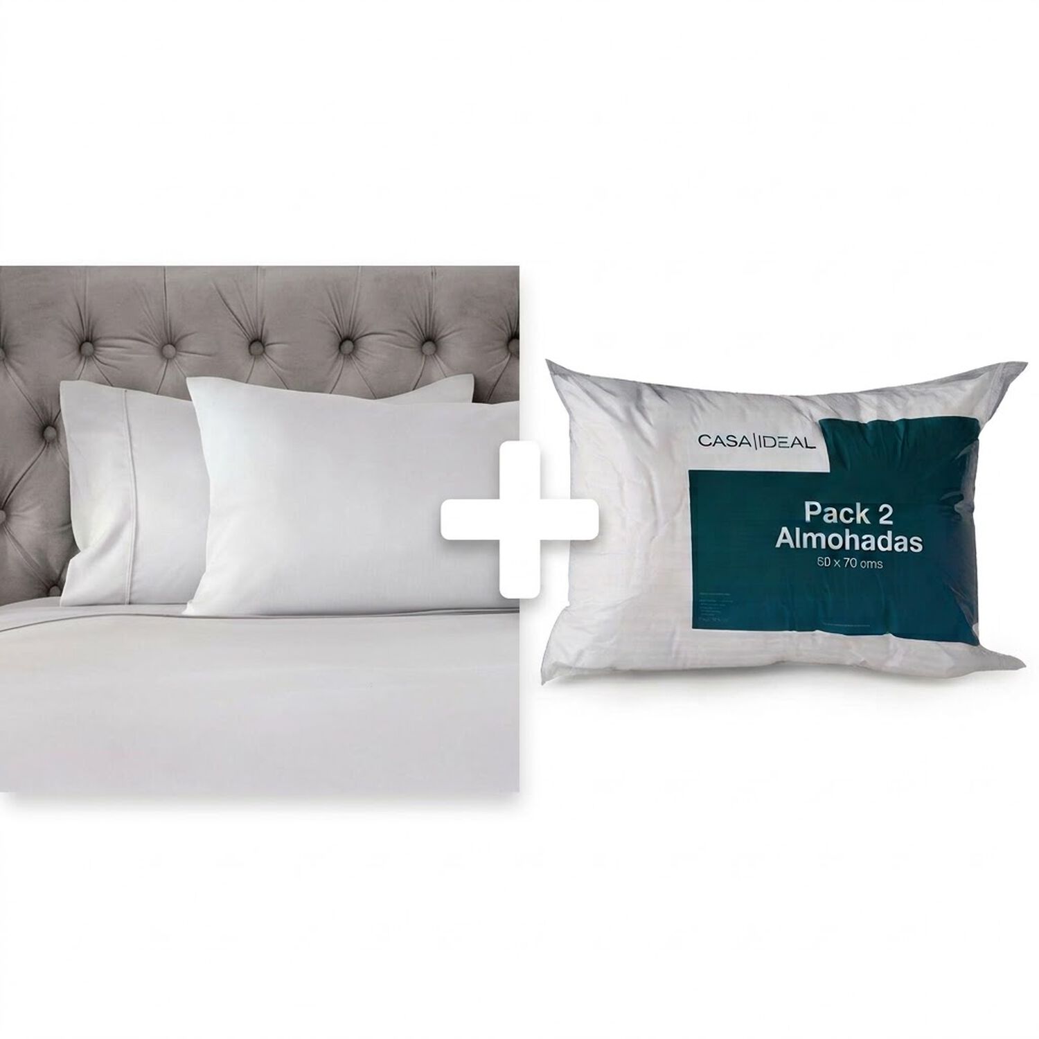 Juego de S&aacute;banas Microfibra Bamboo Gris / 2 Plazas + Pack de 2 Almohadas 50X70 image number 0.0