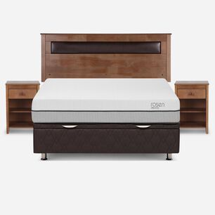 Cama Ba&uacute;l Rosen Pratta / 2 Plazas / Base Normal + Set De Maderas Ferrara