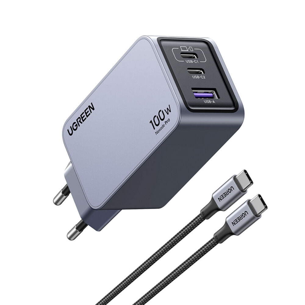 Cargador Gan Tech Fast Slim 100w 2 Usb-c / Usb-a + Cable Usb-c/usb-c 1.5m 100w Max Ugreen X757 image number 2.0