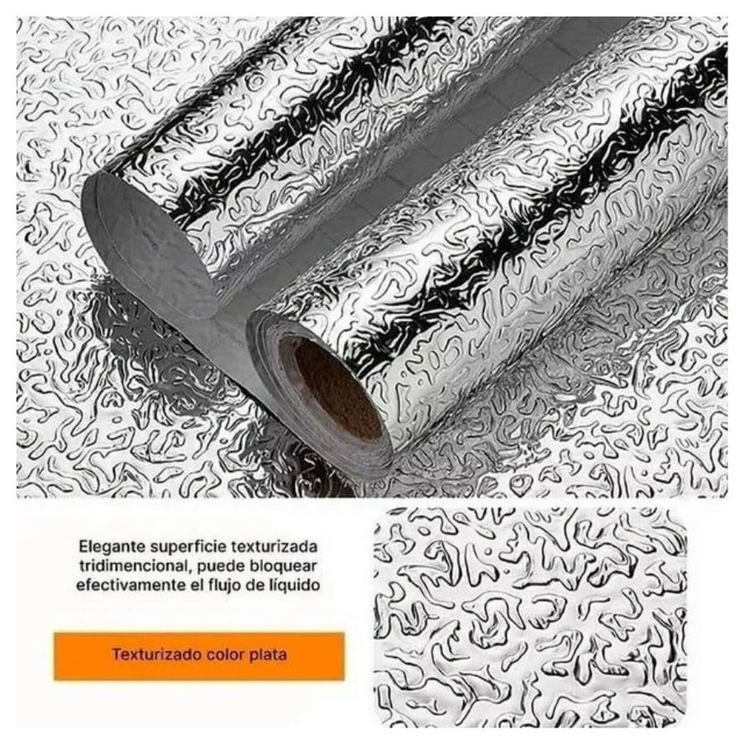 Pack 2 Papel Aluminio Autoadhesivo Antigrasa Para Cocina Impermeable Plateado 0.4x3m image number 3.0