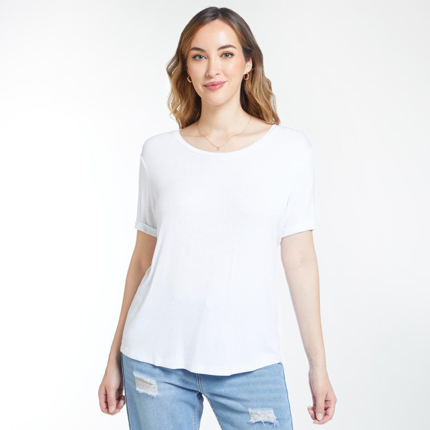Polera Lisa Rib Manga Corta Cuello Redondo Mujer Geeps image number 0.0