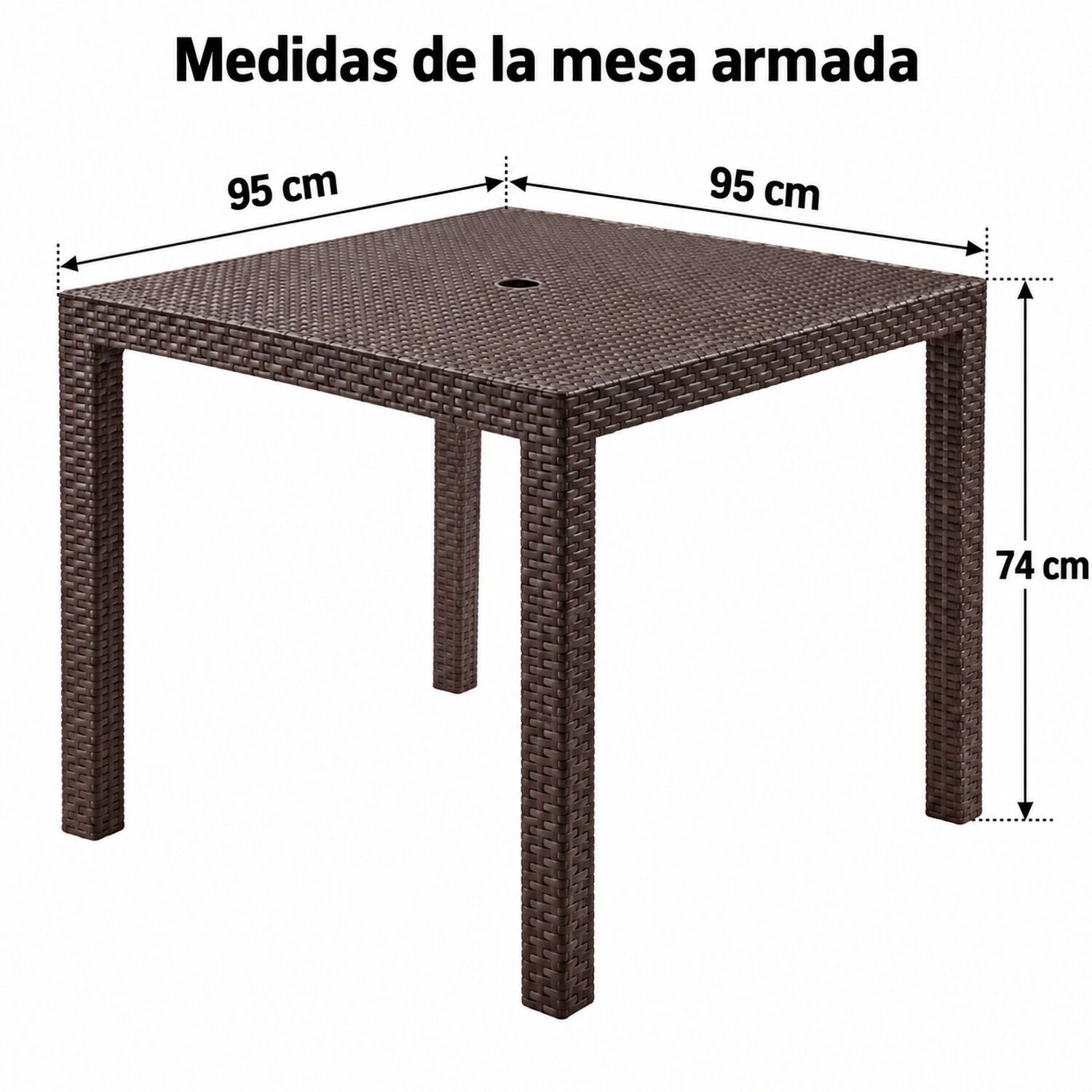Mesa De Terraza Cuadrada Reyplast Tavarua Tipo Rat&aacute;n Con Agujero Para Sombrilla Marr&oacute;n Moro image number 5.0