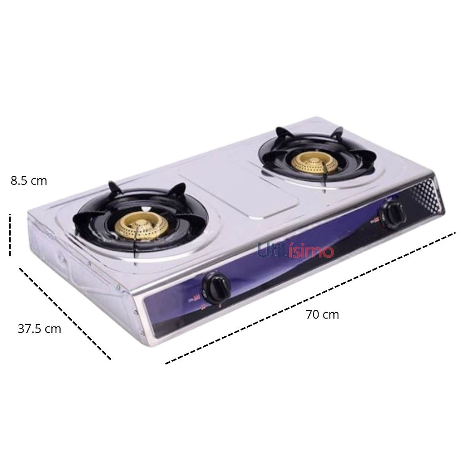 Cocina Encimera A Gas Licuado Port&aacute;til Acero Inox2platos + Kit De Instalaci&oacute;n image number 1.0