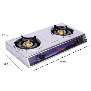 Cocina Encimera A Gas Licuado Port&aacute;til Acero Inox2platos + Kit De Instalaci&oacute;n