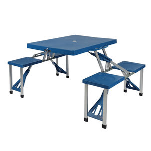 Mesa De Camping Con Asientos Azul
