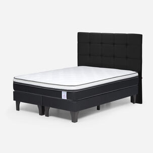 Cama Europea Rosen New Style 6 / 2 Plazas / Base Dividida + Respaldo Issey Grafito