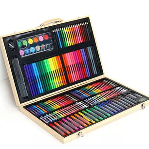 Set De 180pcs Lapices Maleta De Madera