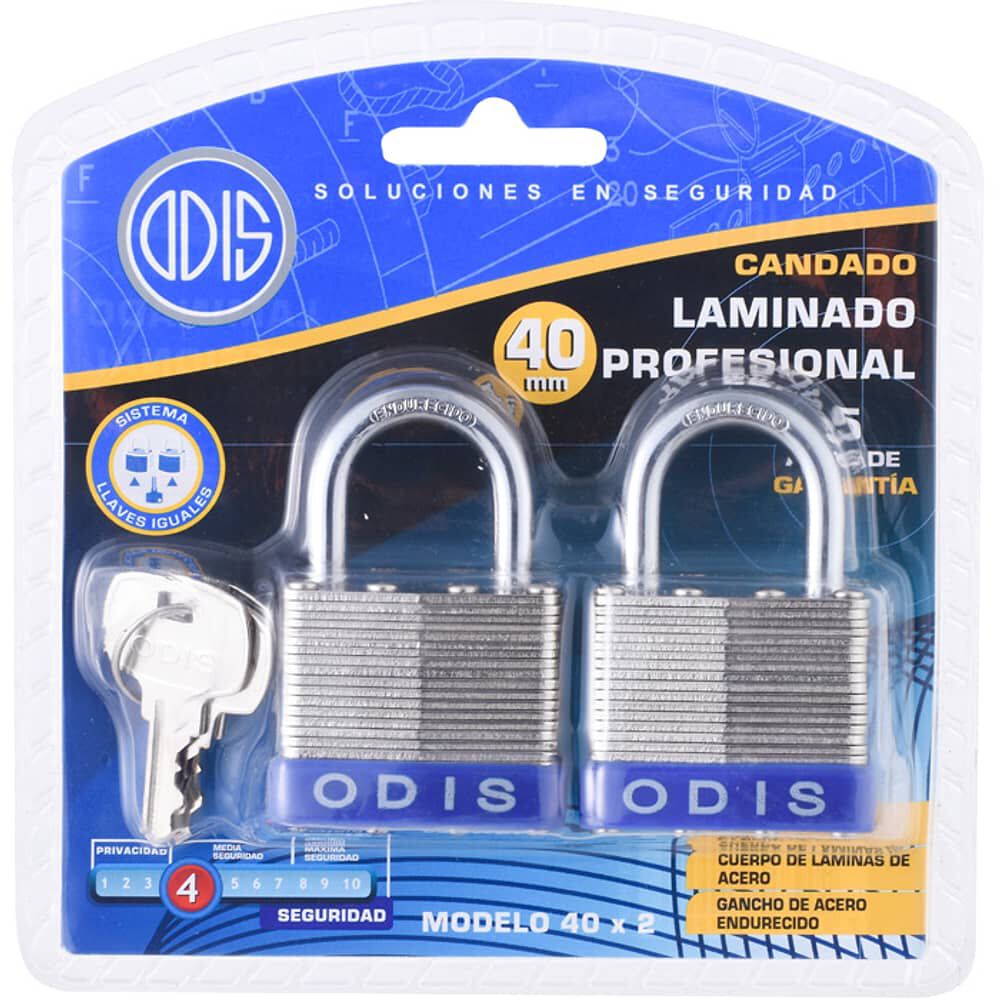 Pack 2 Candados Odis Laminado 40mm - Llaves Iguales image number 8.0