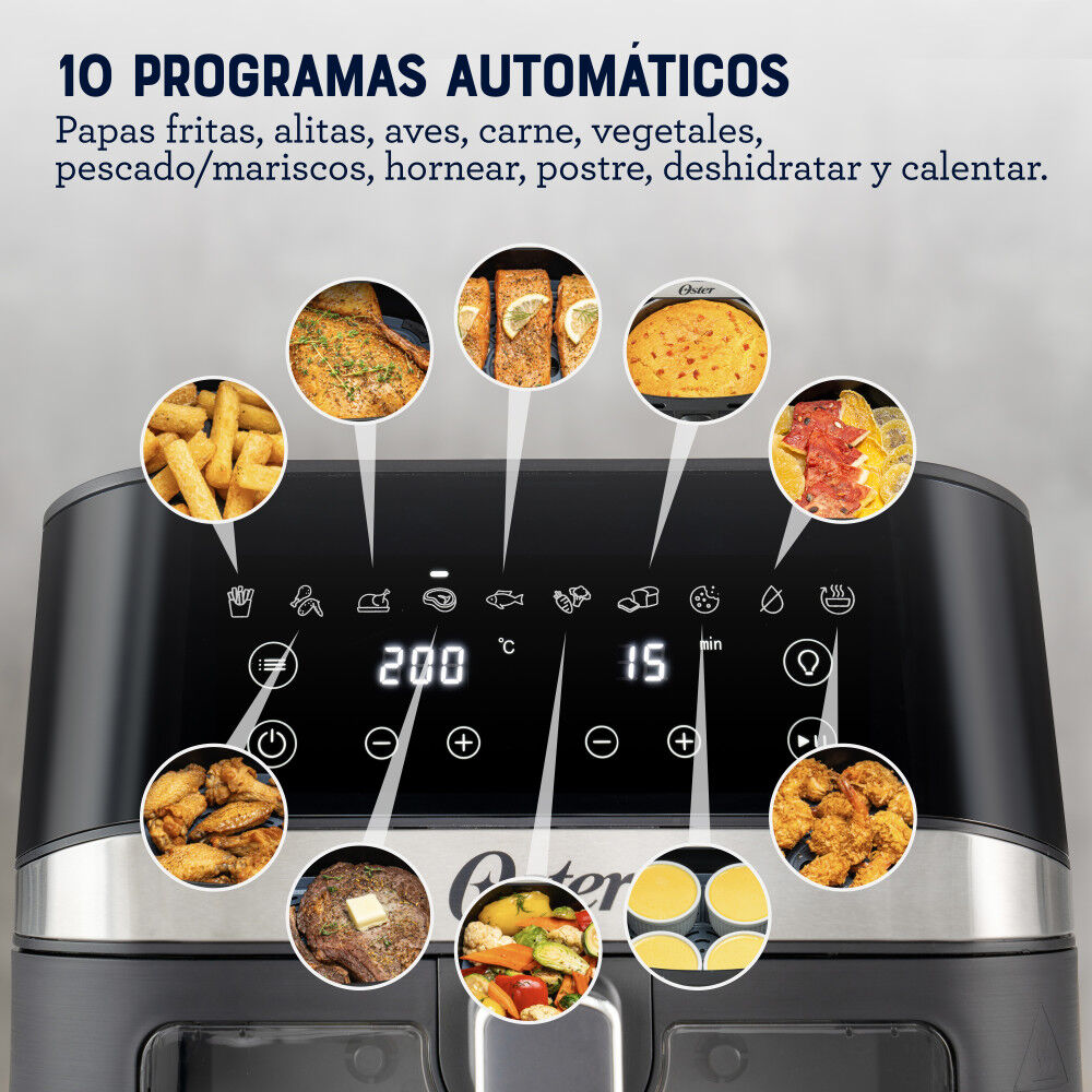 Freidora De Aire Digital 6l Oster 10 Programas Ckstaf60wddf image number 1.0