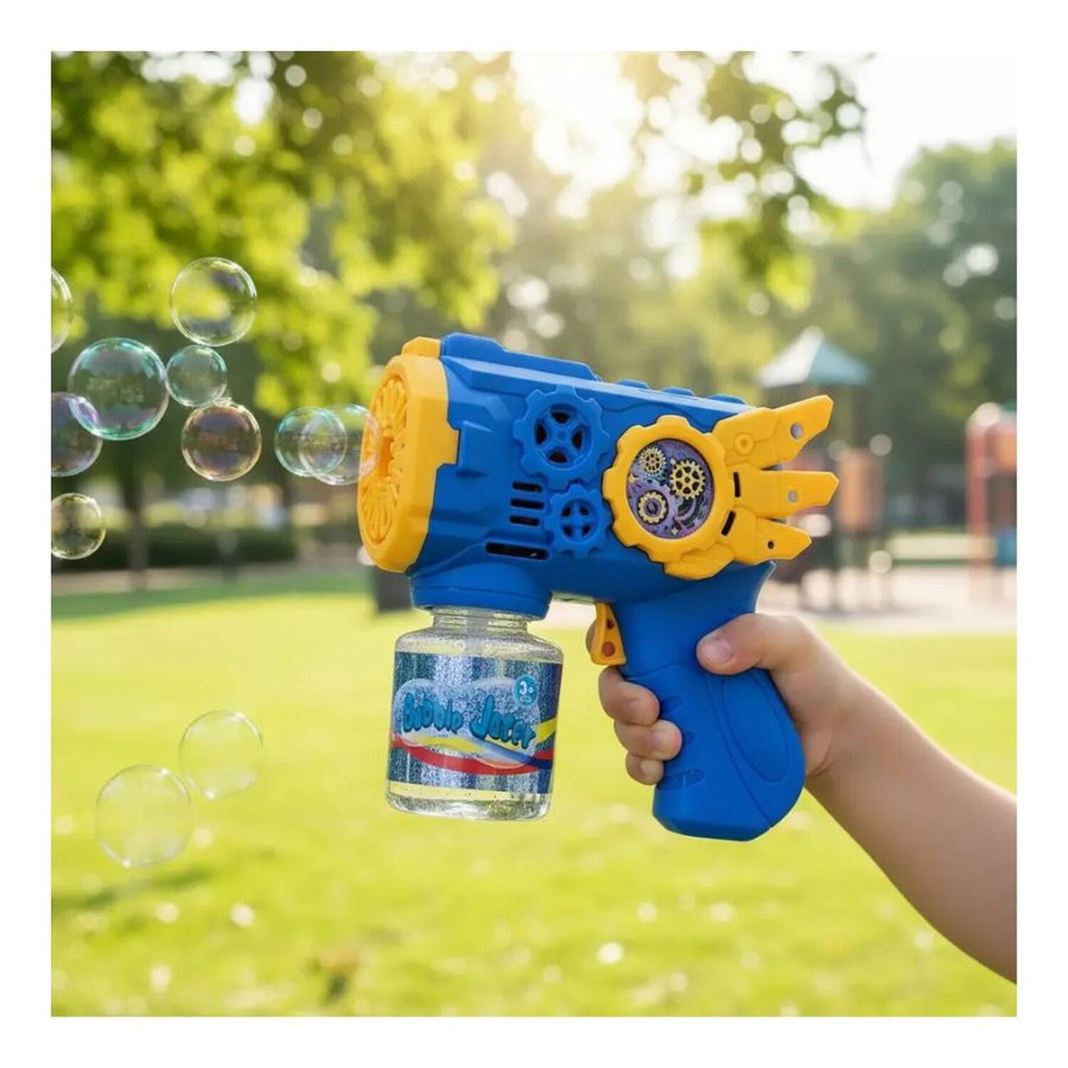 Pistola Lanza Burbujas El&eacute;ctrica Flying Armor Con Luces image number 2.0