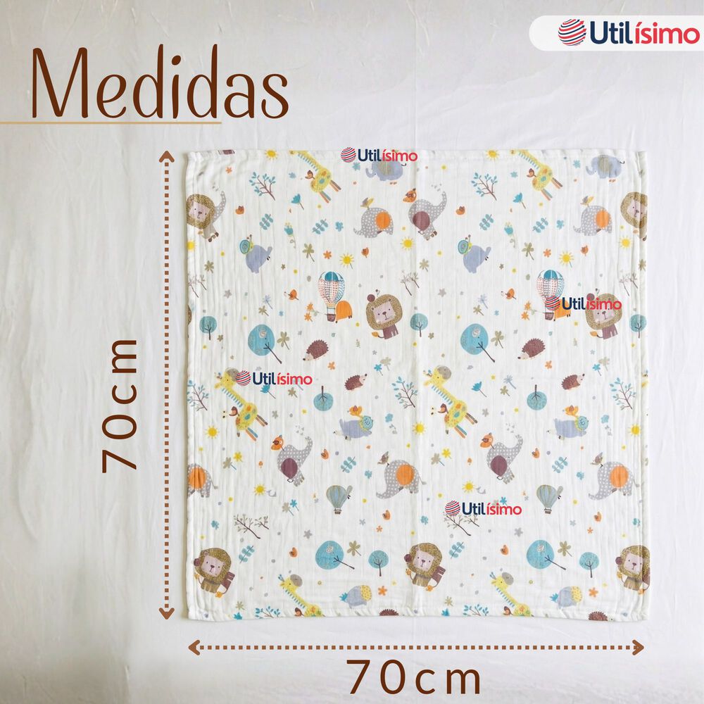 Manta Muselina 70x 70 Cm Beb&eacute; Ni&ntilde;o Multiuso 100% Algod&oacute;n Colores Surtidos image number 3.0
