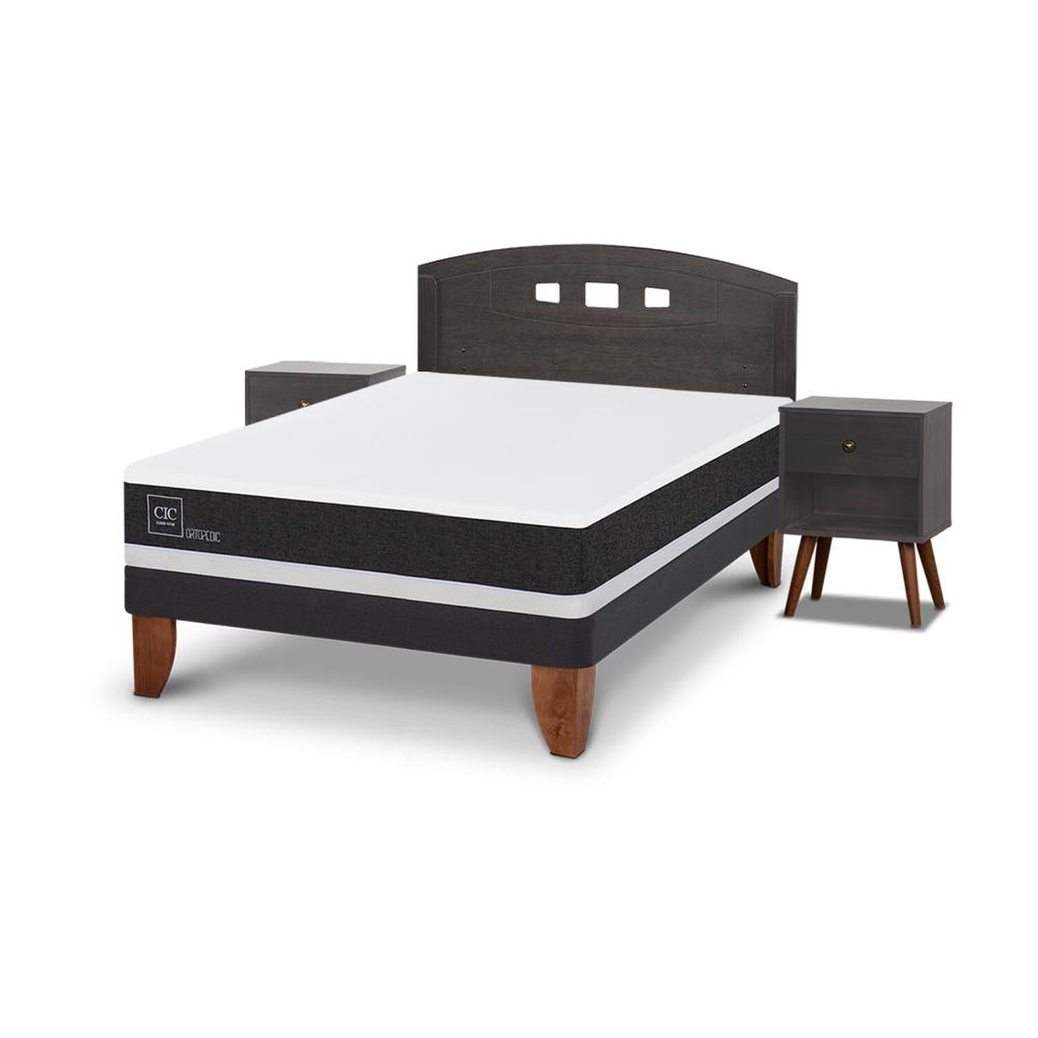 Cama Europea Cic Ortopedic / 2 Plazas / Base Normal + Set De Maderas image number 1.0