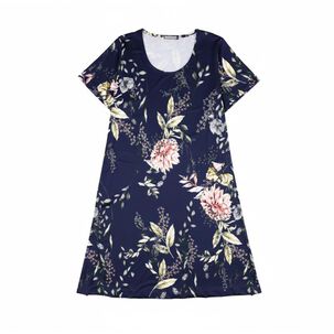 Vestido Full Print Manga Corta Cuello Redondo Mujer Lesage