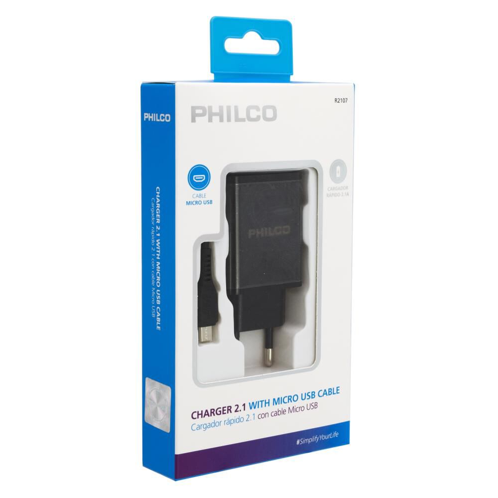 Cargador De Pared Philco 2.1 A Doble Usb C/cable Micro R2107 image number 2.0