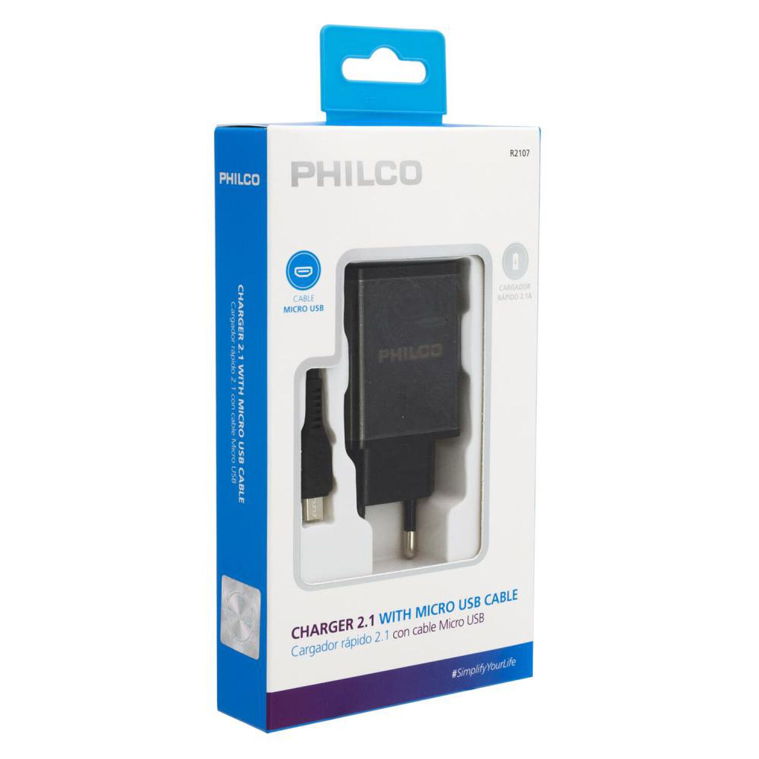 Cargador De Pared Philco 2.1 A Doble Usb C/cable Micro R2107 image number 2.0