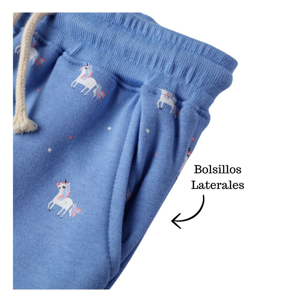 Pantal&oacute;n Buzo Ni&ntilde;a 100% Algod&oacute;n Azul Claro Unicornio image number 3.0