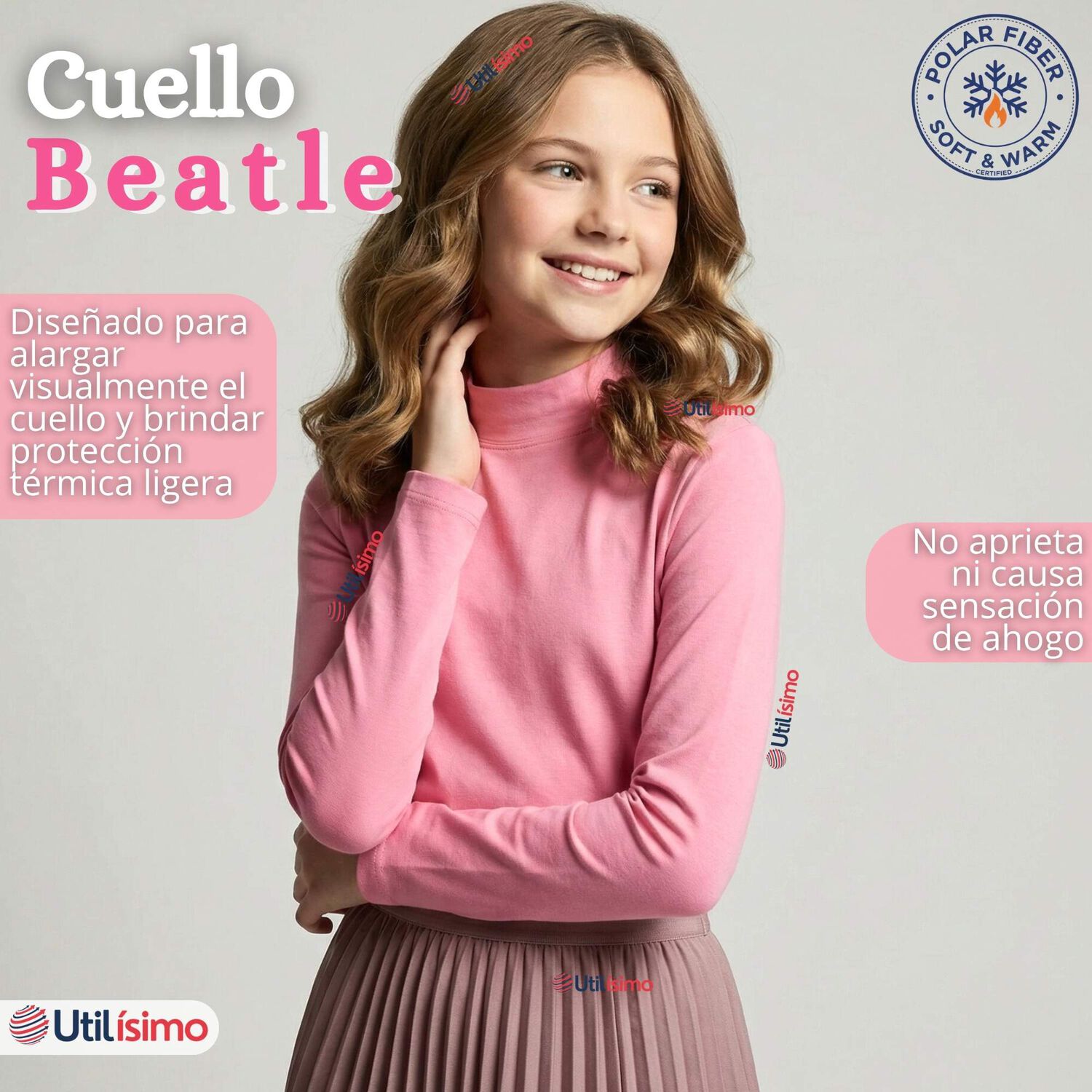 Pack 3 Poleras Camisetas Polar Primera Capa Cuello Beatle Manga Larga Colores Surtido Ni&ntilde;a image number 5.0
