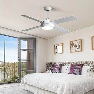 Ventilador De Techo 4 Aspas Blanco Luz Led