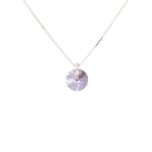 Collar Punto De Luz Plata Italiana 925 Y Cristal Genuino Rose