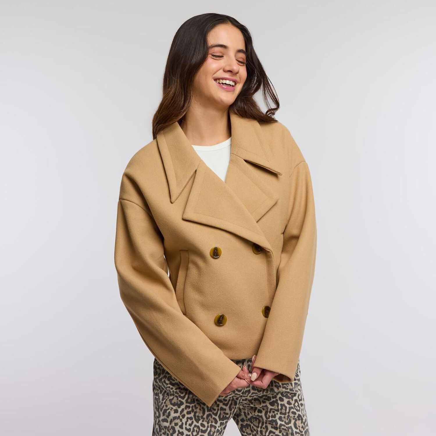 Chaqueta Cruzada Con Botones Cuello Solapa Mujer Freedom image number 2.0