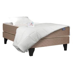 Cama Europea Celta Bamboo / 1 Plaza / Base Normal + Textil