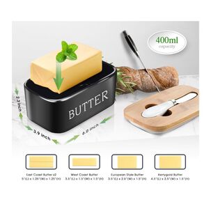 Recipiente De Cer&aacute;mica Para Mantequilla Con Tapa Y Cuchillo 400ml